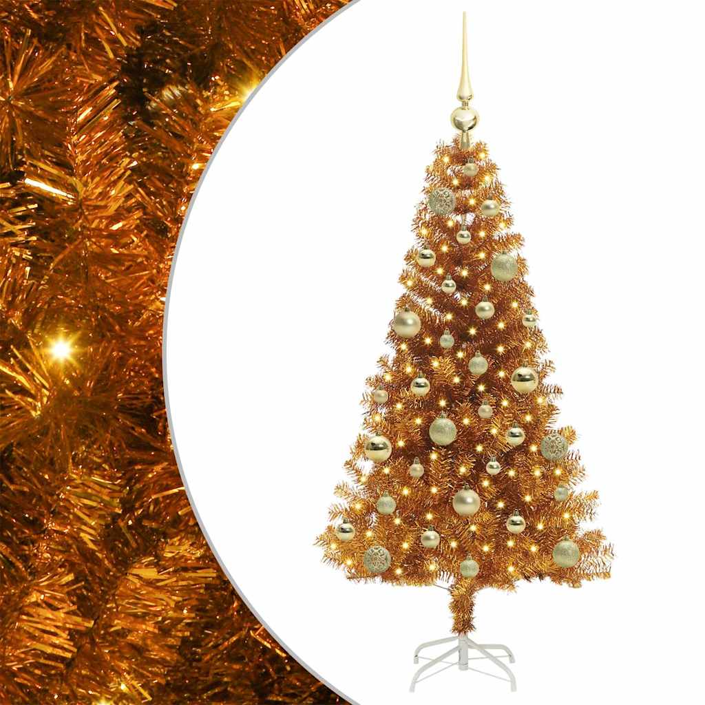 Juletre med 150 LED med stativ Gull 120 cm PET