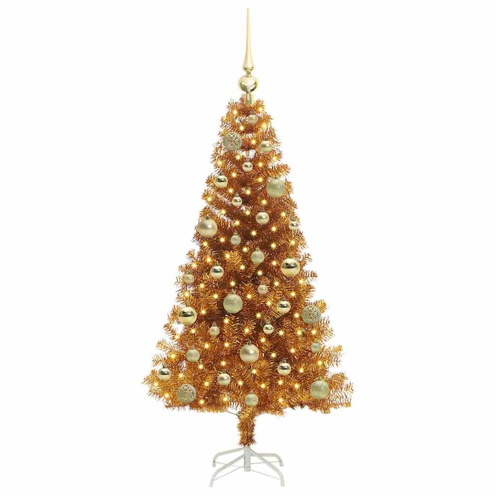 Juletre med 150 LED med stativ Gull 120 cm PET