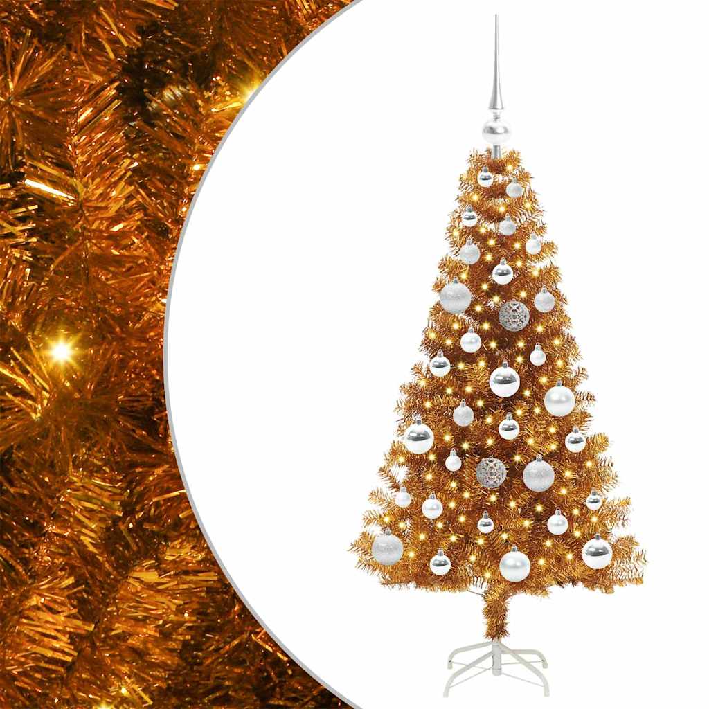 Juletre med 150 LED med stativ Gull 120 cm PET