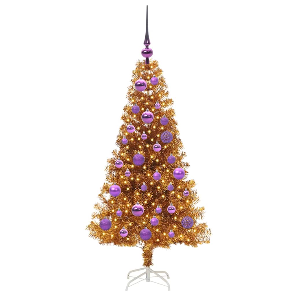 Juletre med 150 LED med stativ Gull 120 cm PET