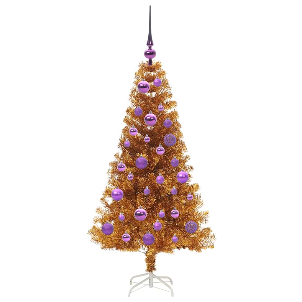 Juletre med 150 LED med stativ Gull 120 cm PET