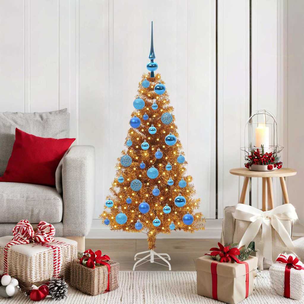 Juletre med 150 LED med stativ Gull 120 cm PET