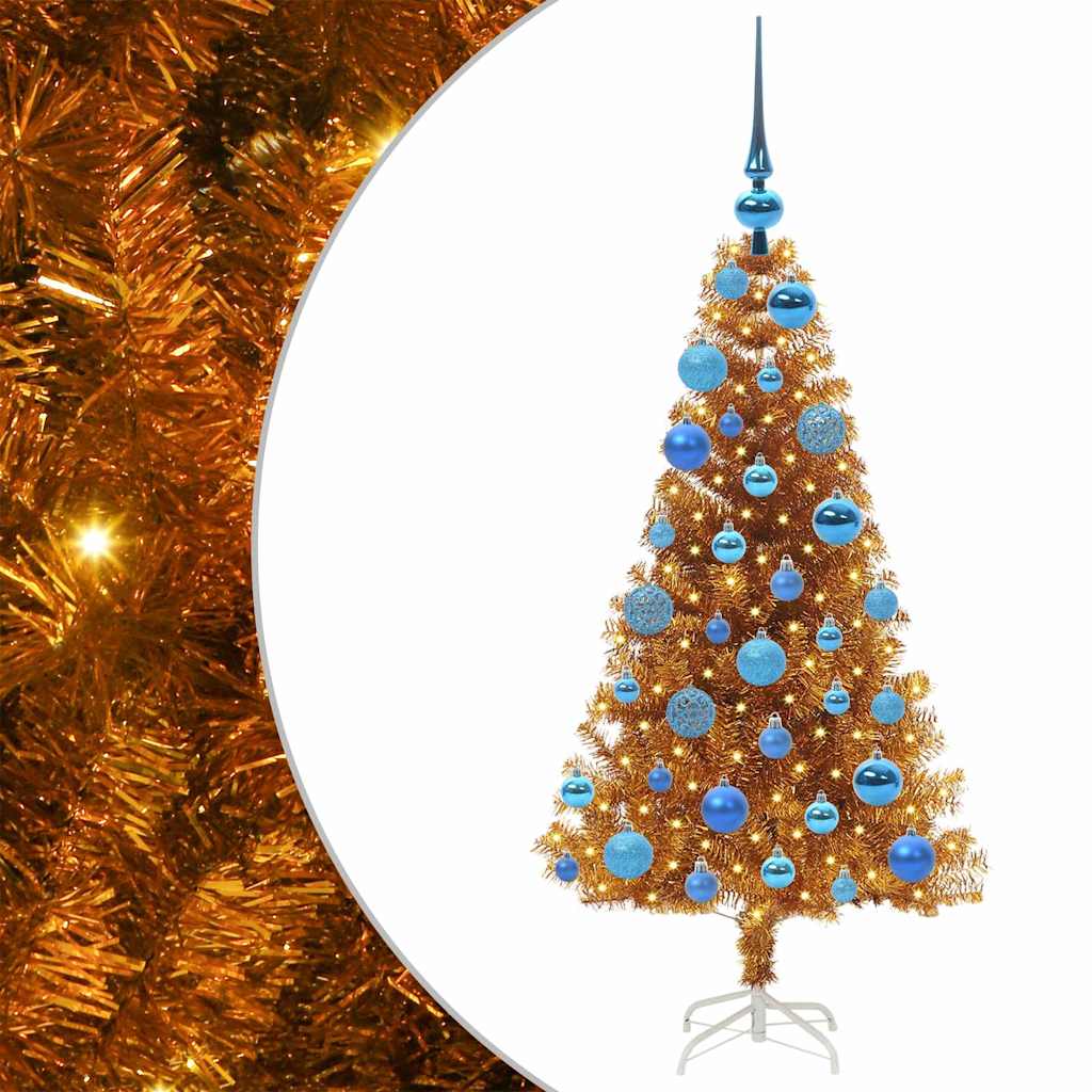 Juletre med 150 LED med stativ Gull 120 cm PET