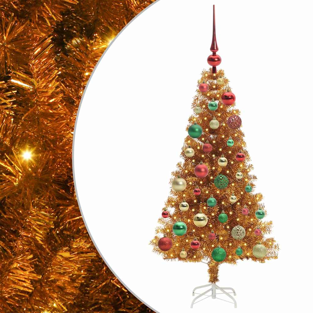 Juletre med 150 LED med stativ Gull 120 cm PET