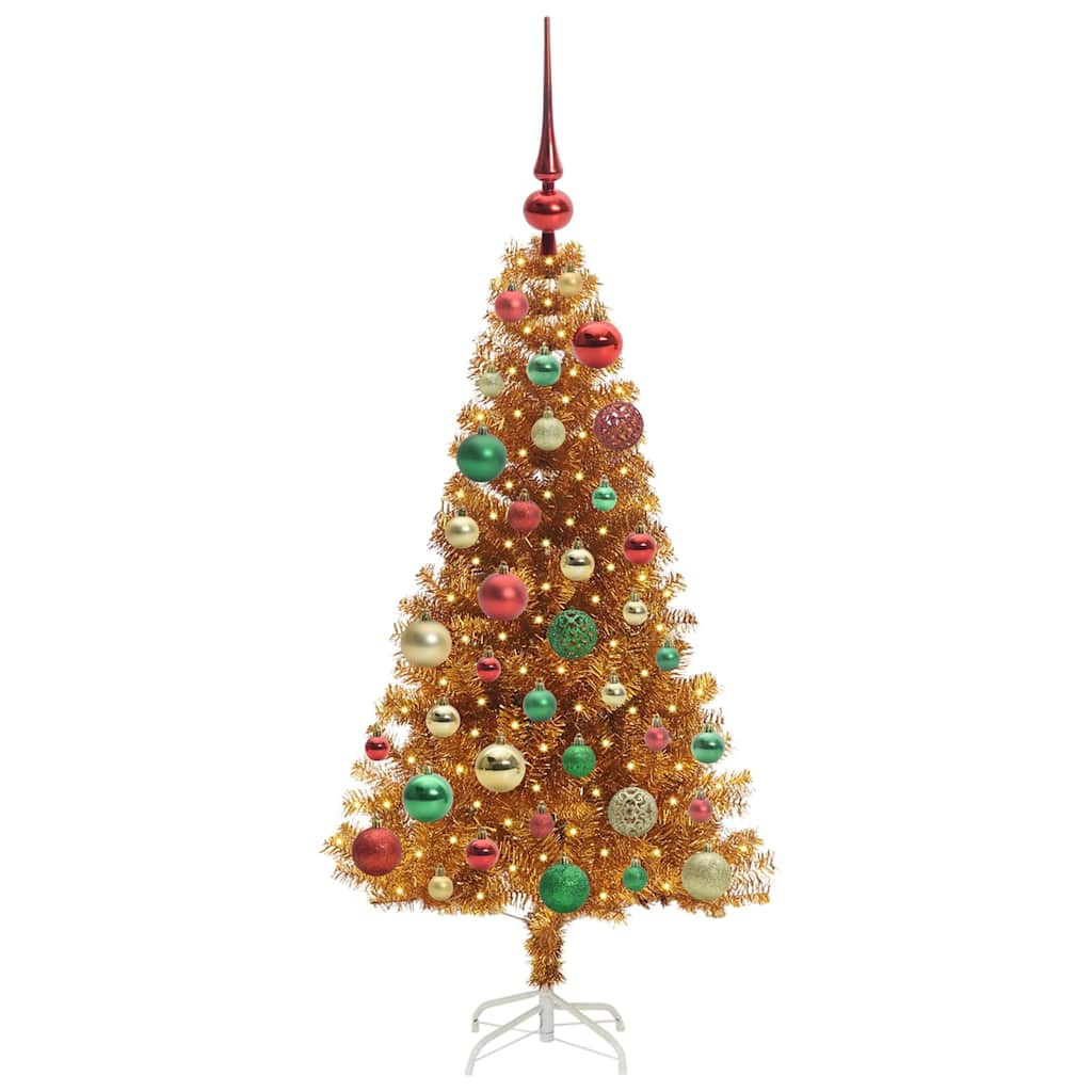 Juletre med 150 LED med stativ Gull 120 cm PET