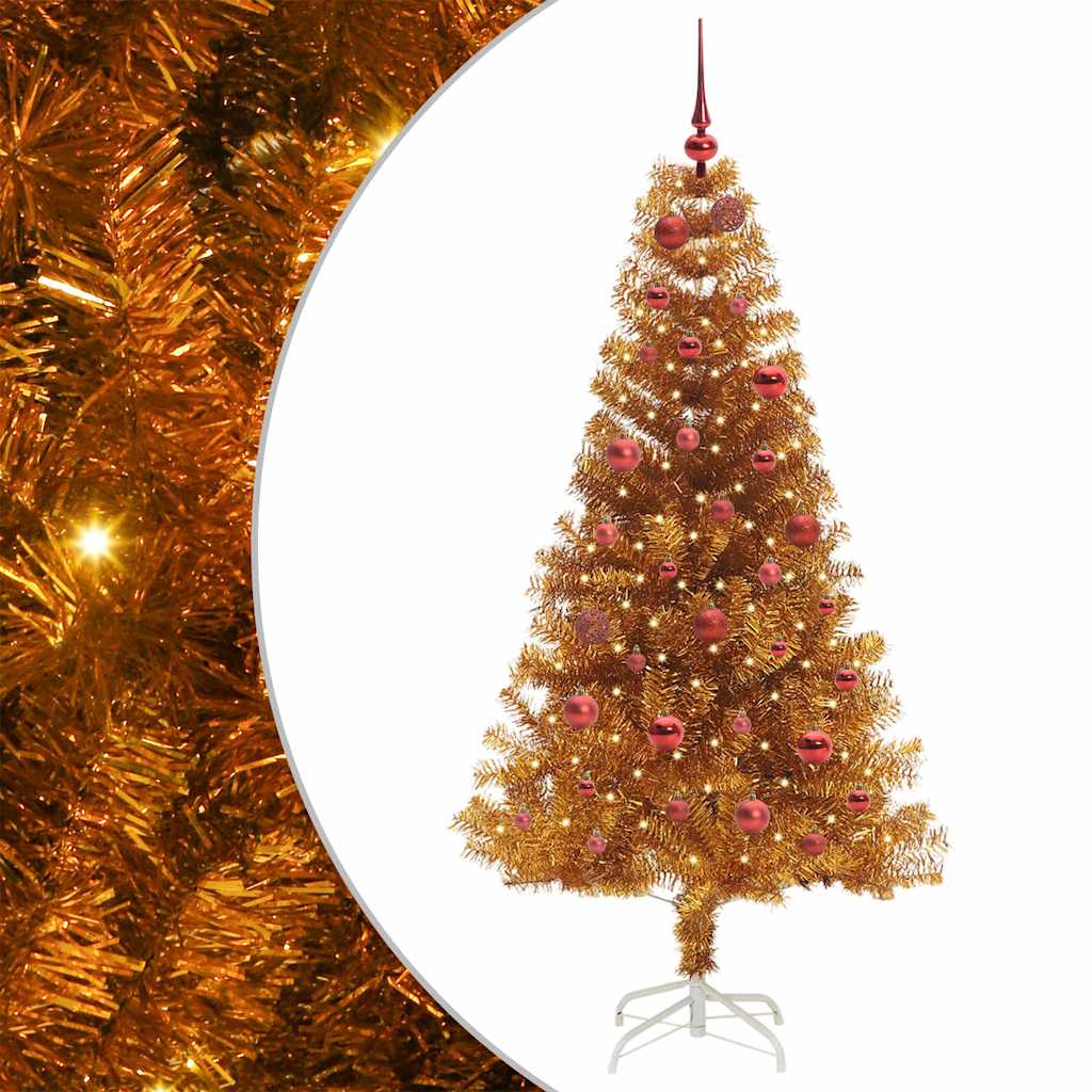 Juletre med 150 LED med stativ Gull 150 cm PET