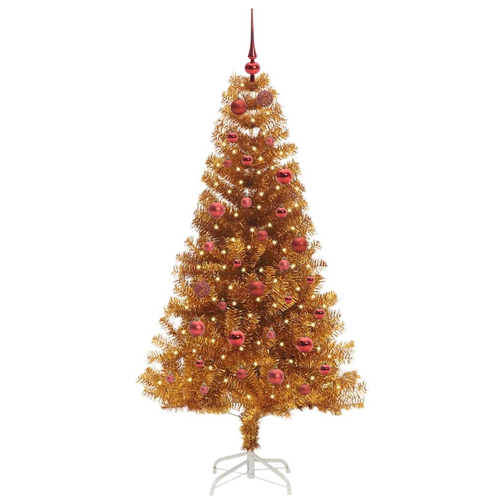 Juletre med 150 LED med stativ Gull 150 cm PET