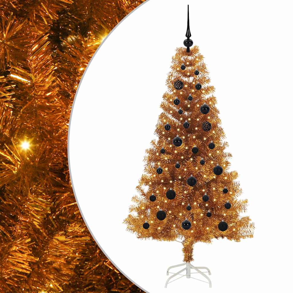 Juletre med 150 LED med stativ Gull 150 cm PET