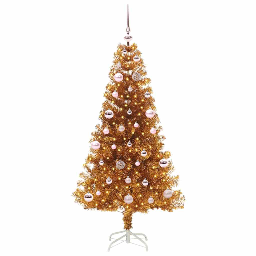 Juletre med 150 LED med stativ Gull 150 cm PET