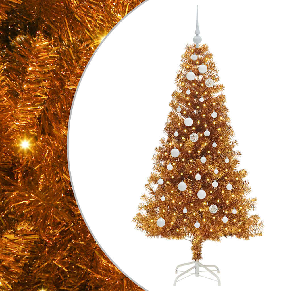Juletre med 150 LED med stativ Gull 150 cm PET