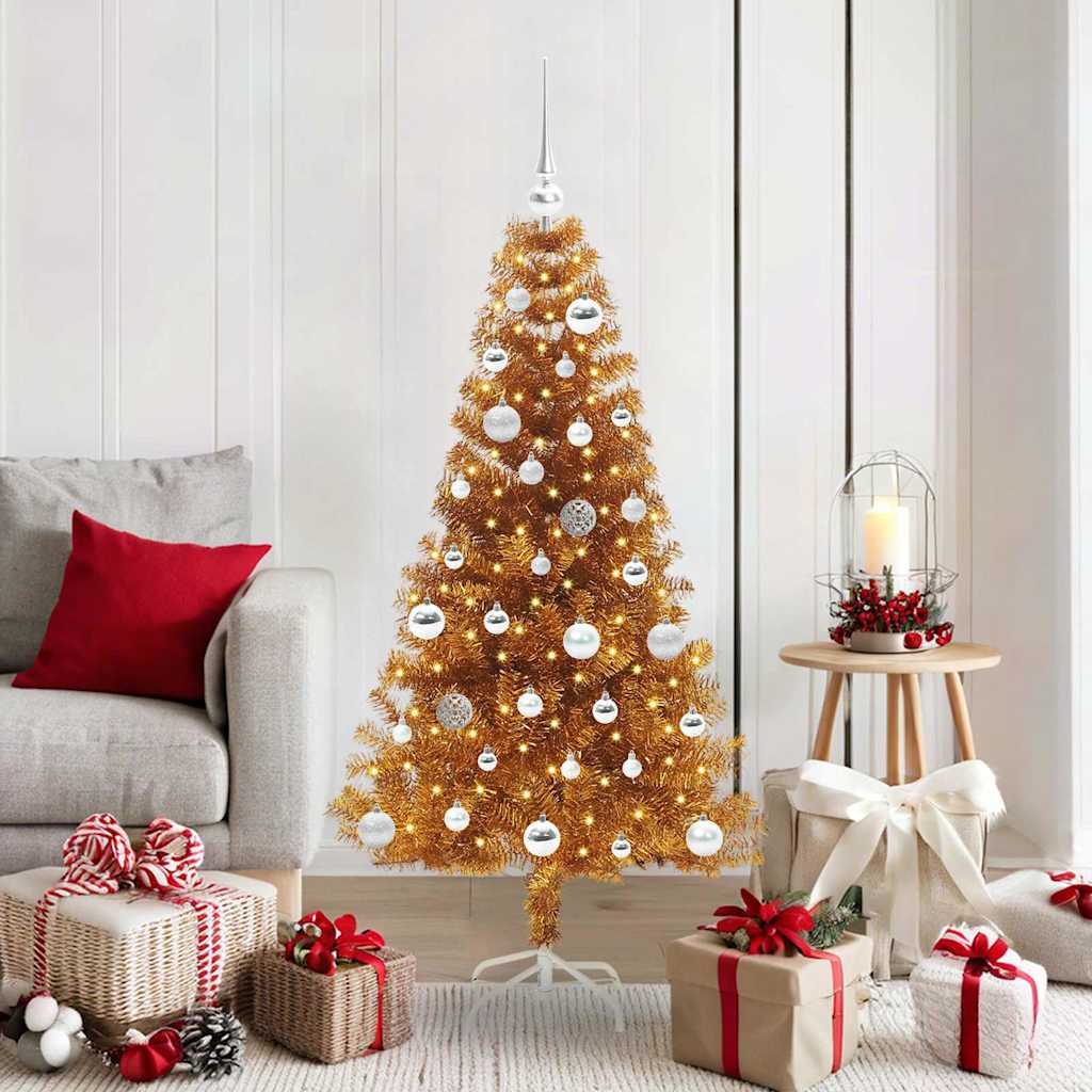 Juletre med 150 LED med stativ Gull 150 cm PET