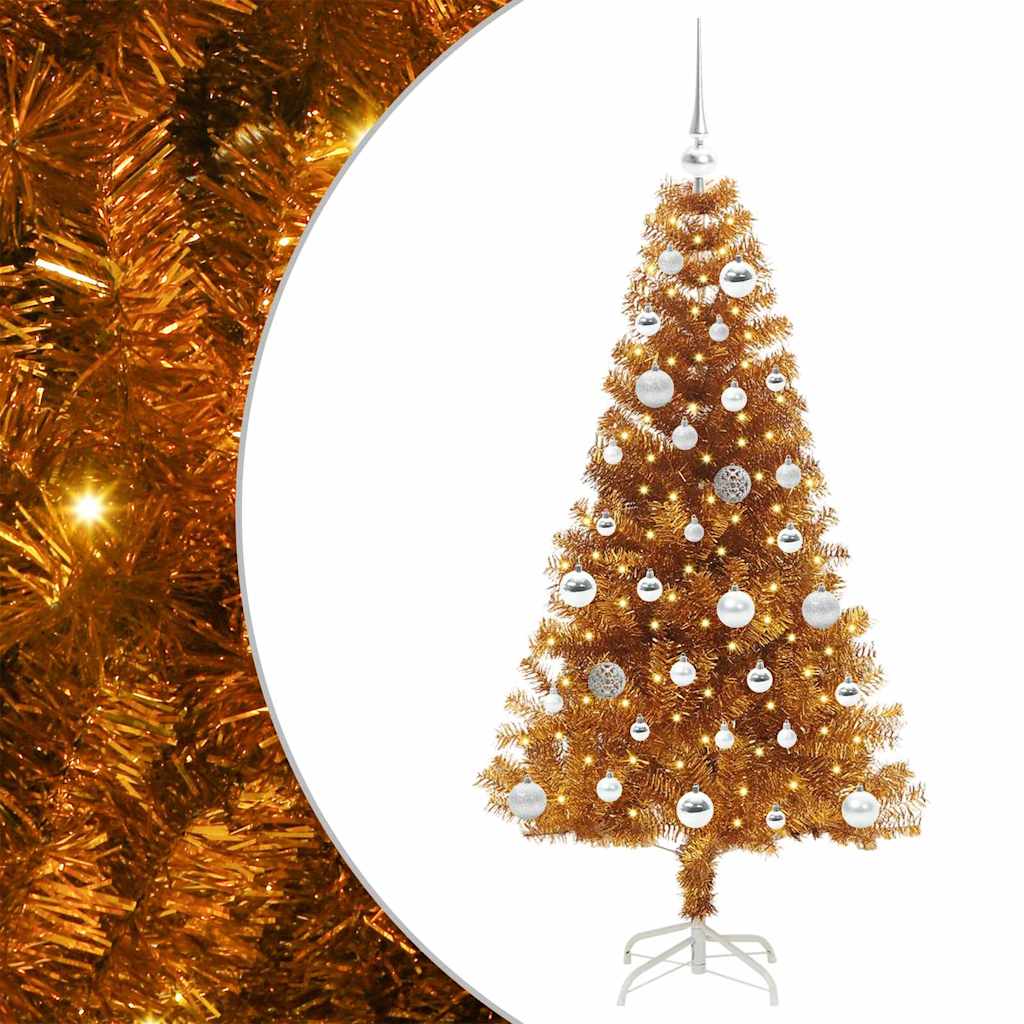 Juletre med 150 LED med stativ Gull 150 cm PET