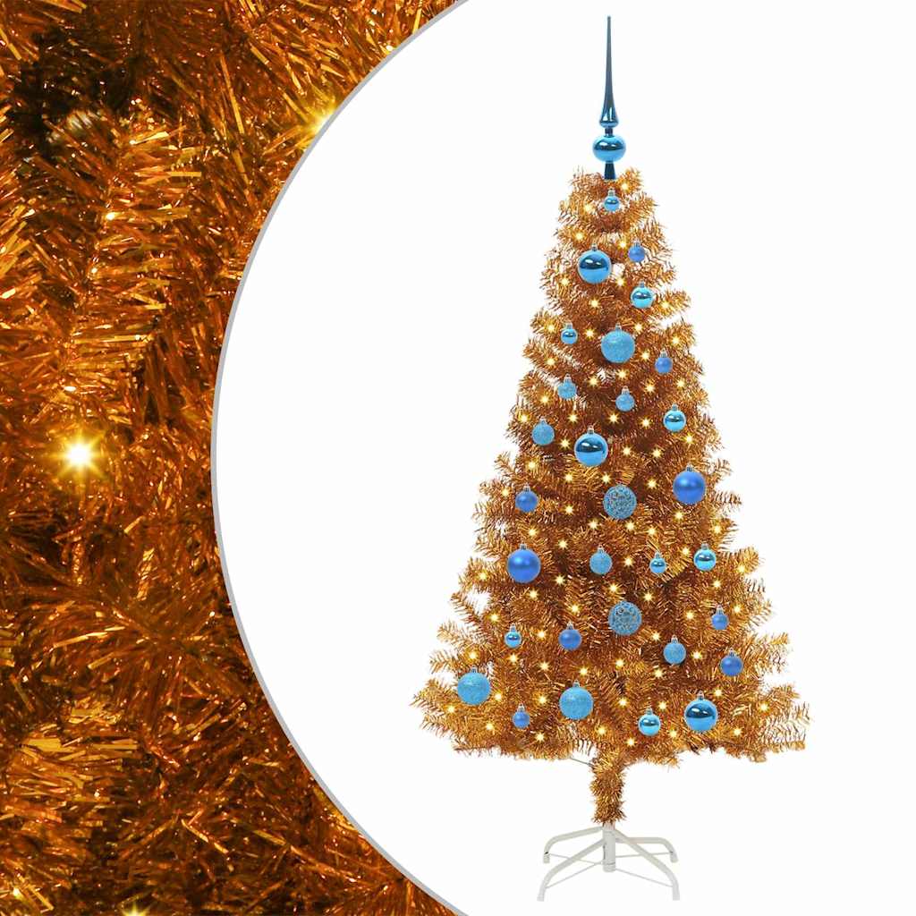 Juletre med 150 LED med stativ Gull 150 cm PET