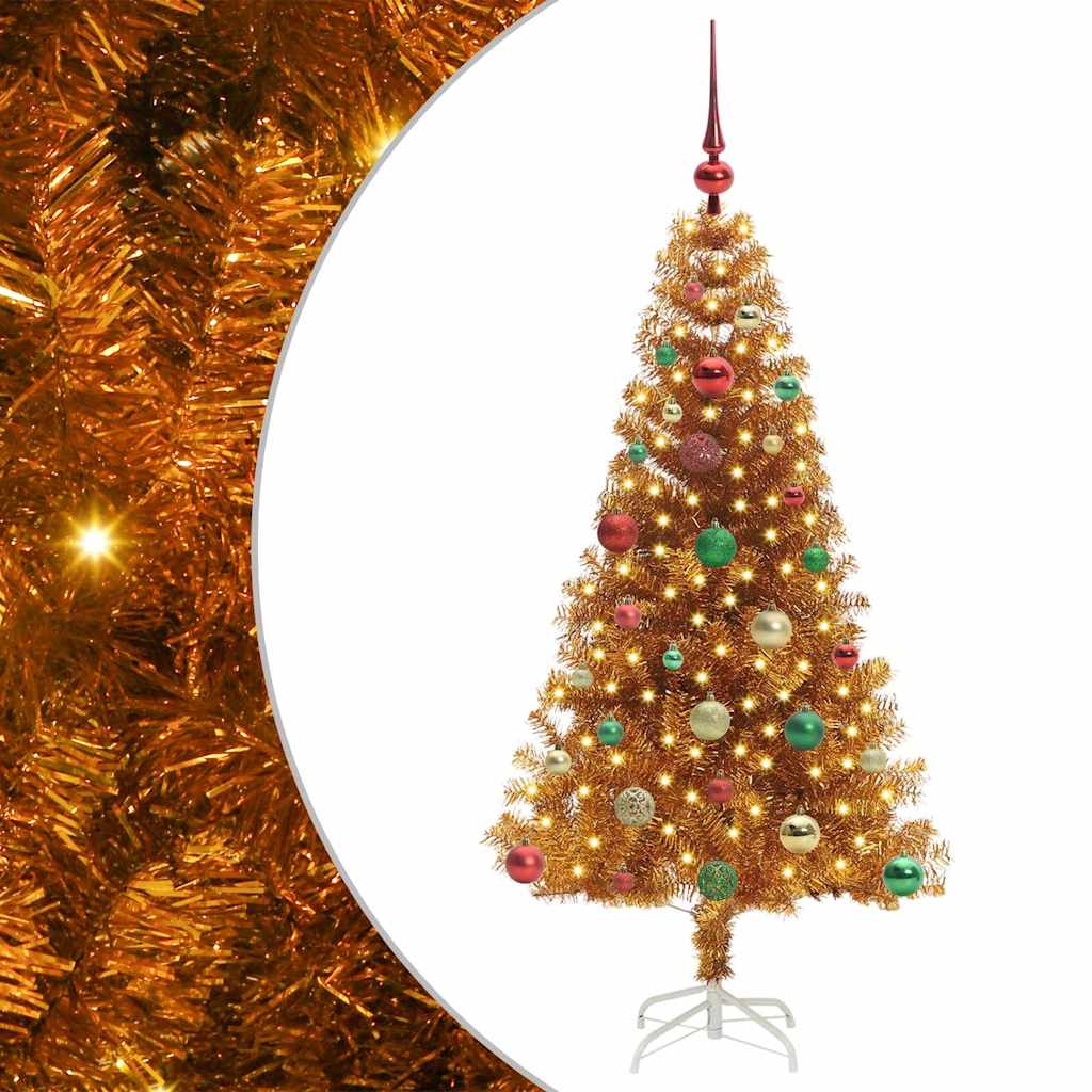 Juletre med 150 LED med stativ Gull 150 cm PET