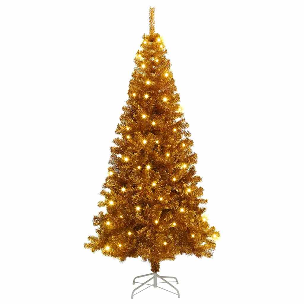 Juletre med 300 LED med stativ Gull 180 cm PET