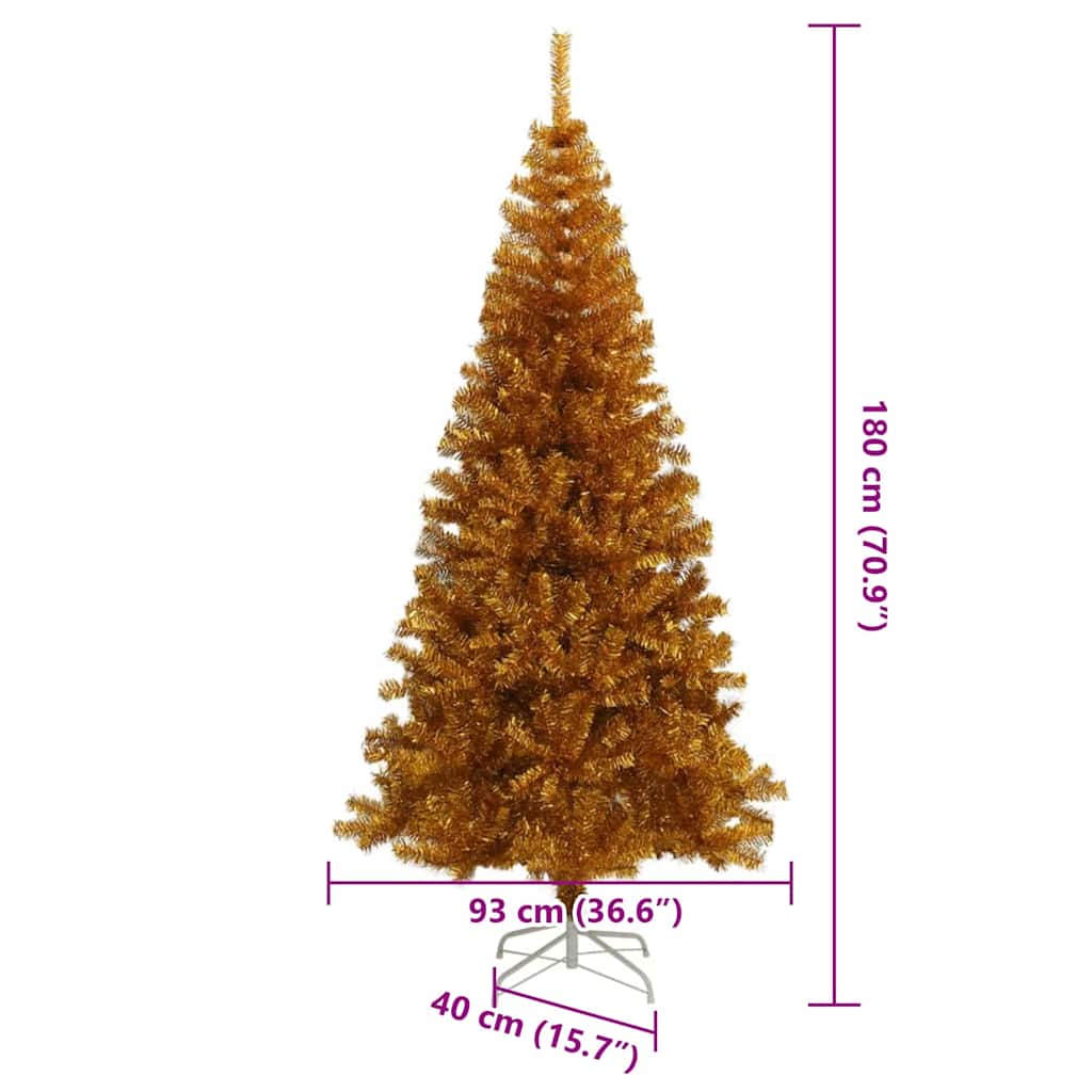 Juletre med 300 LED med stativ Gull 180 cm PET