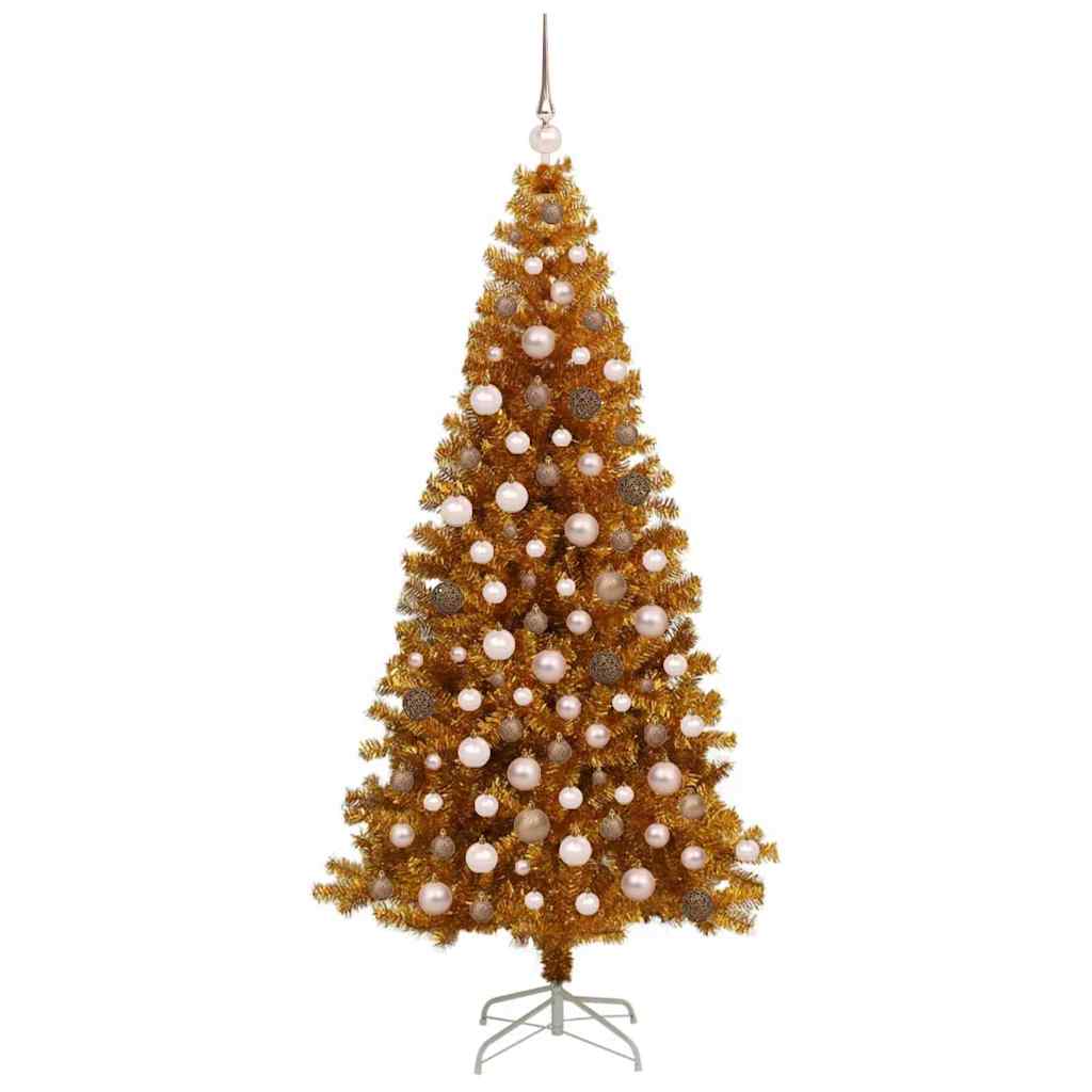 Juletre med 300 LED med stativ Gull 180 cm PET