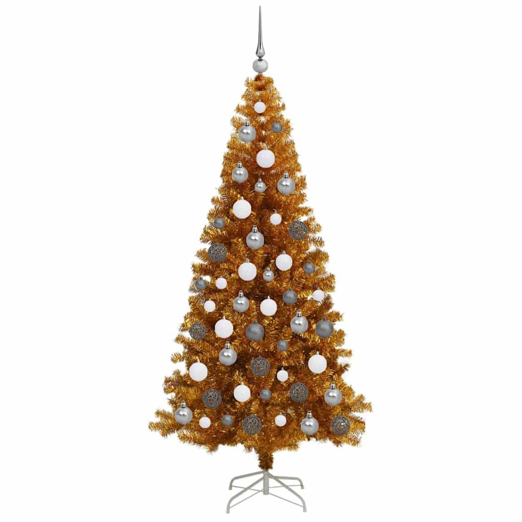 Juletre med 300 LED med stativ Gull 180 cm PET