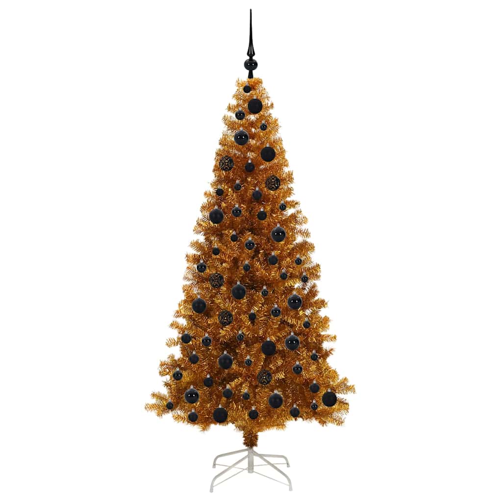 Juletre med 300 LED med stativ Gull 180 cm PET