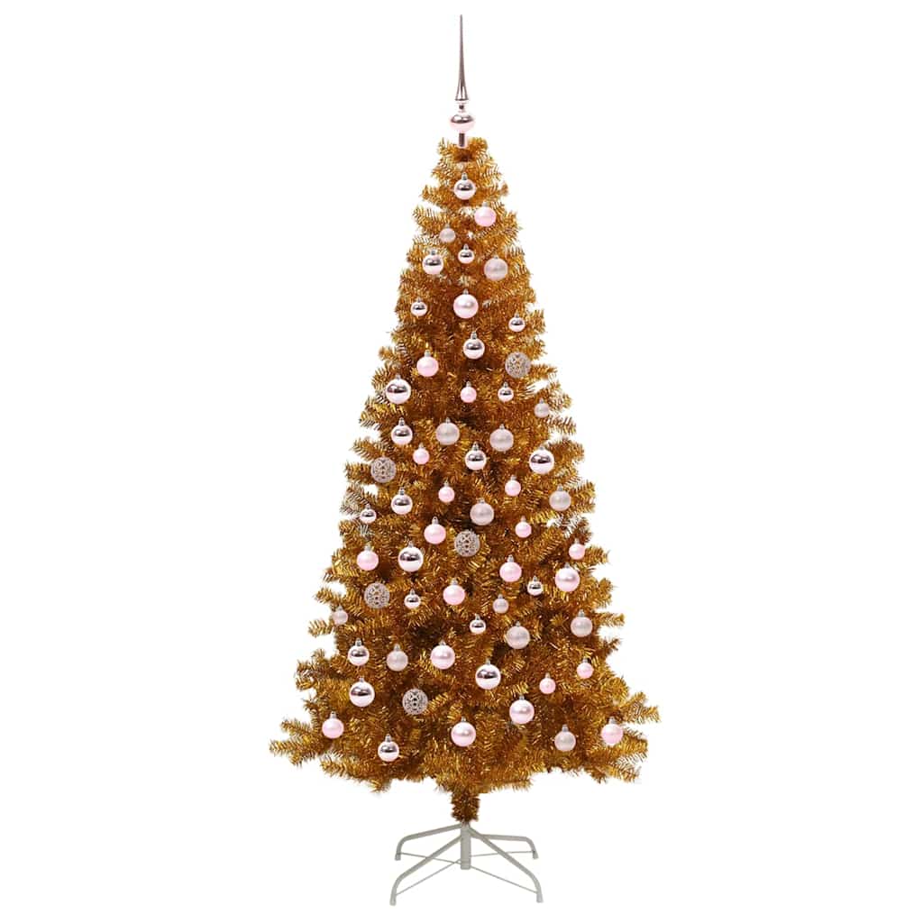 Juletre med 300 LED med stativ Gull 180 cm PET