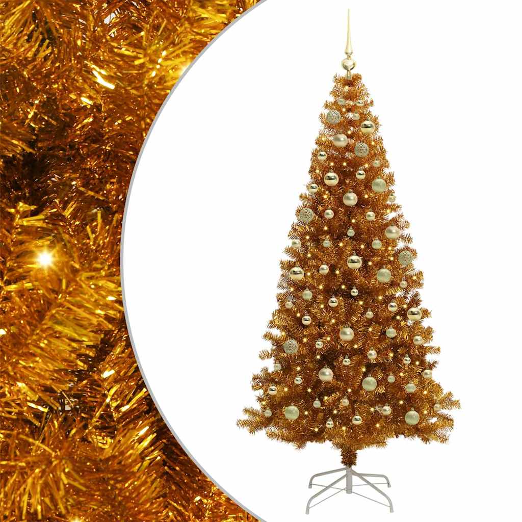 Juletre med 300 LED med stativ Gull 180 cm PET