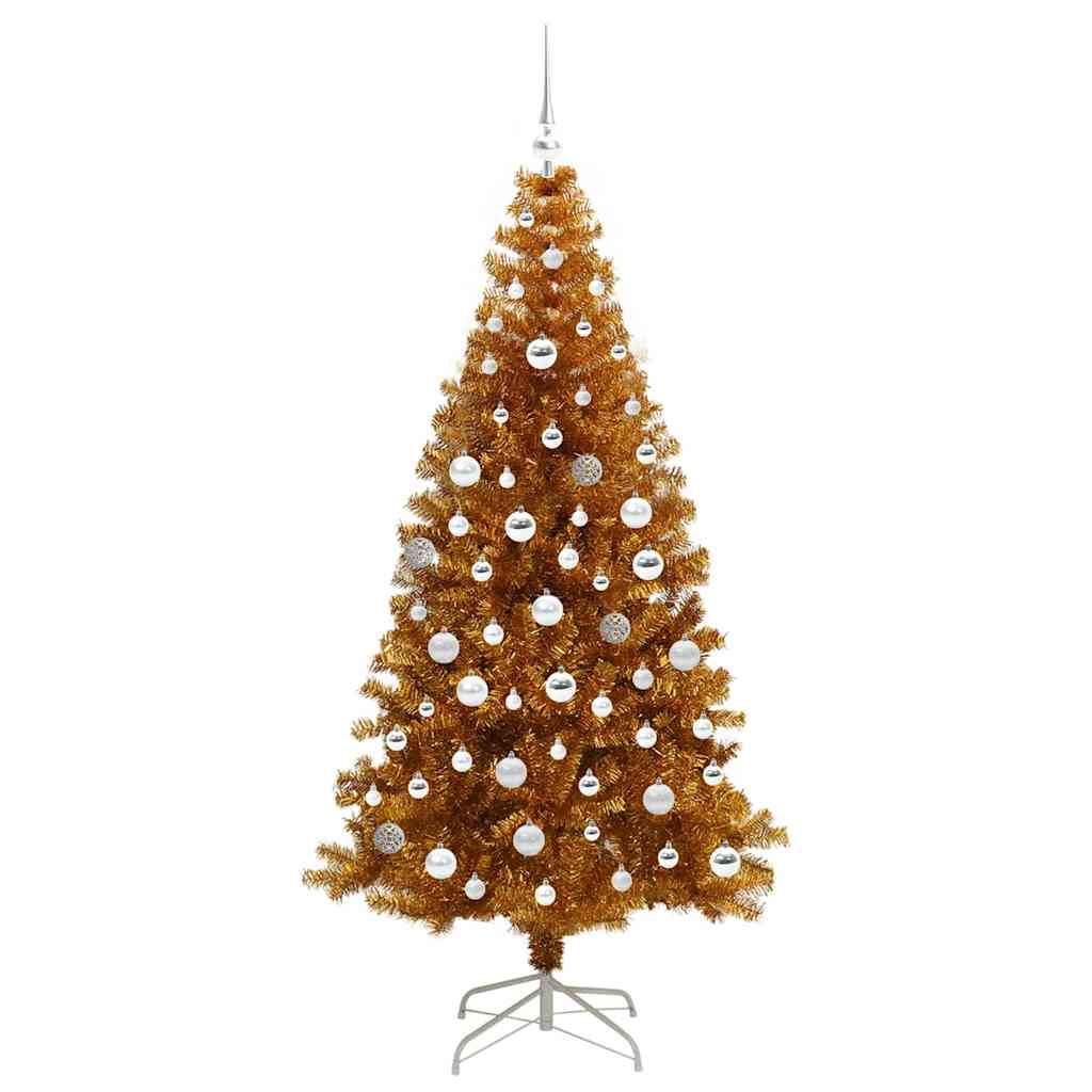Juletre med 300 LED med stativ Gull 180 cm PET