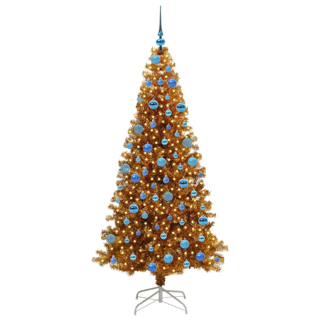 Juletre med 300 LED med stativ Gull 180 cm PET