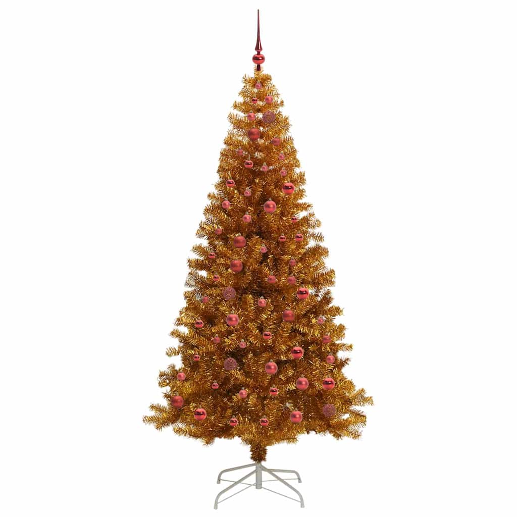 Juletre med 300 LED med stativ Gull 210 cm PET