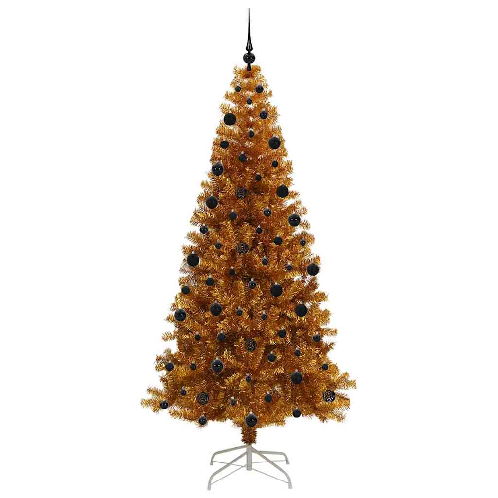 Juletre med 300 LED med stativ Gull 210 cm PET