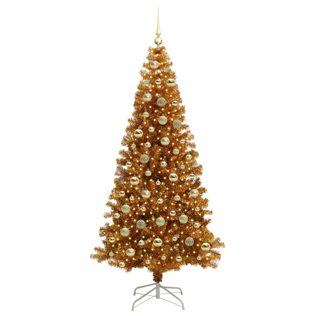 Juletre med 300 LED med stativ Gull 210 cm PET