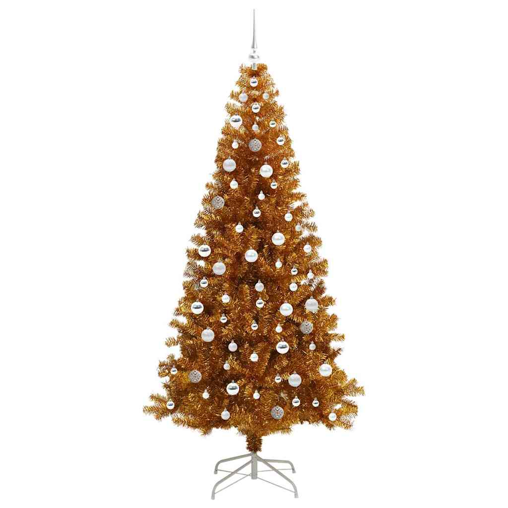 Juletre med 300 LED med stativ Gull 210 cm PET