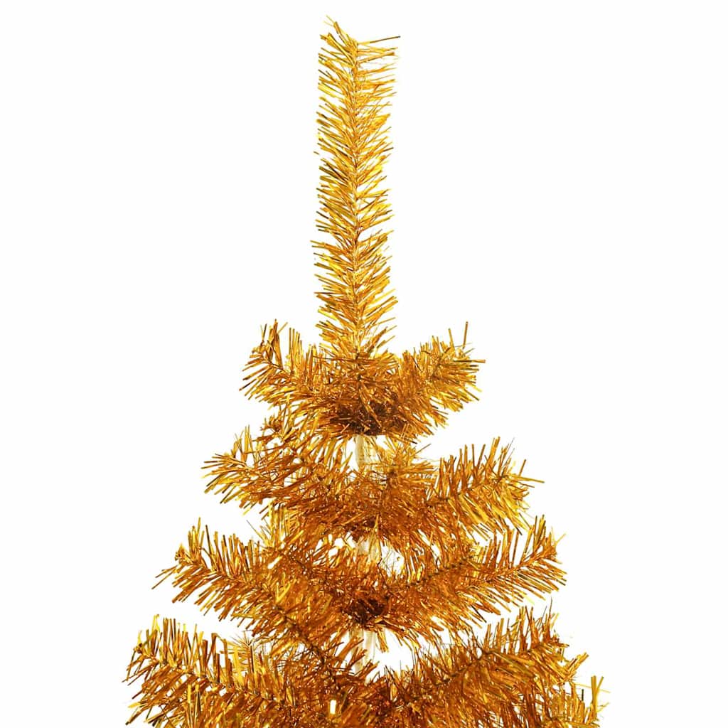 Juletre med 300 LED med stativ Gull 210 cm PET