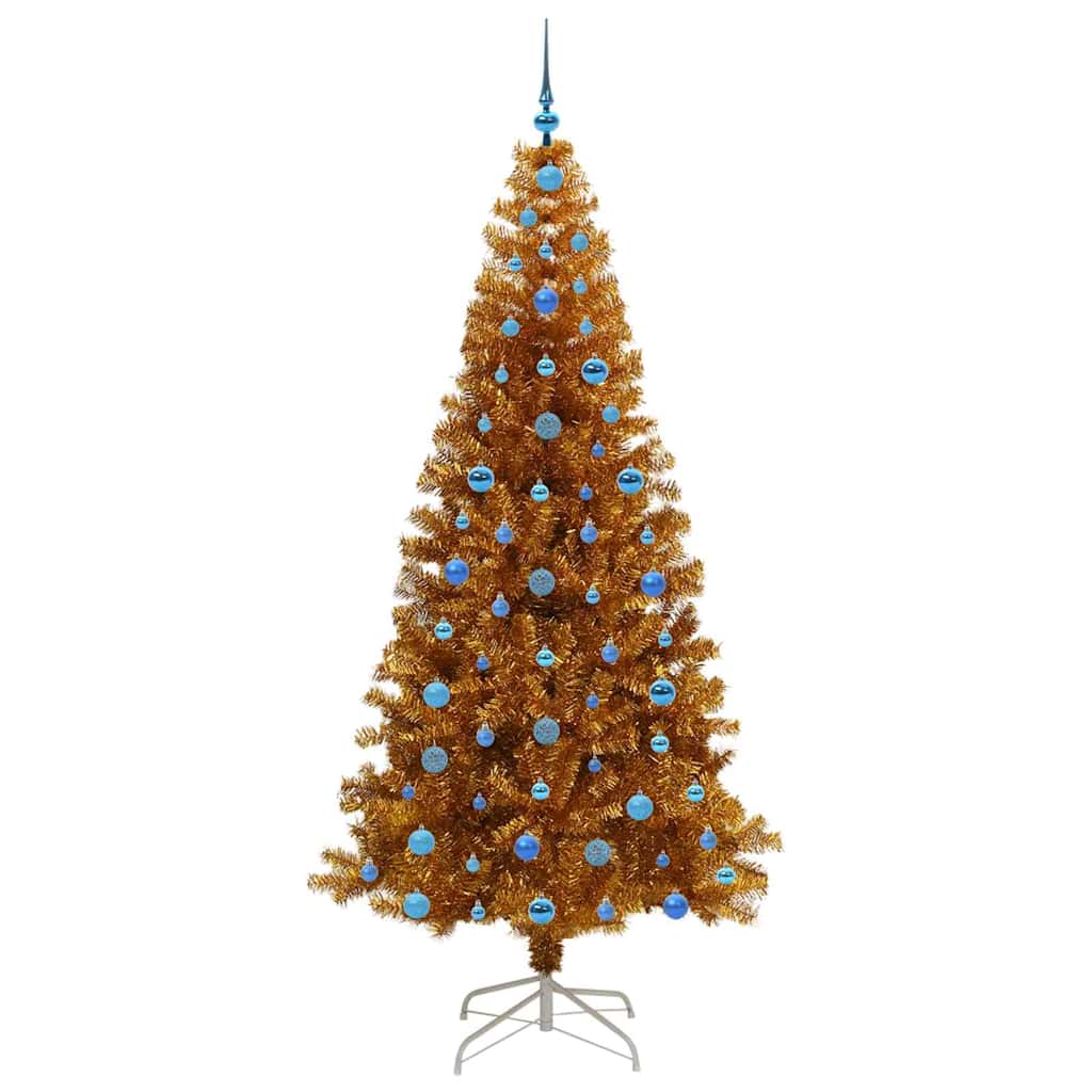 Juletre med 300 LED med stativ Gull 210 cm PET