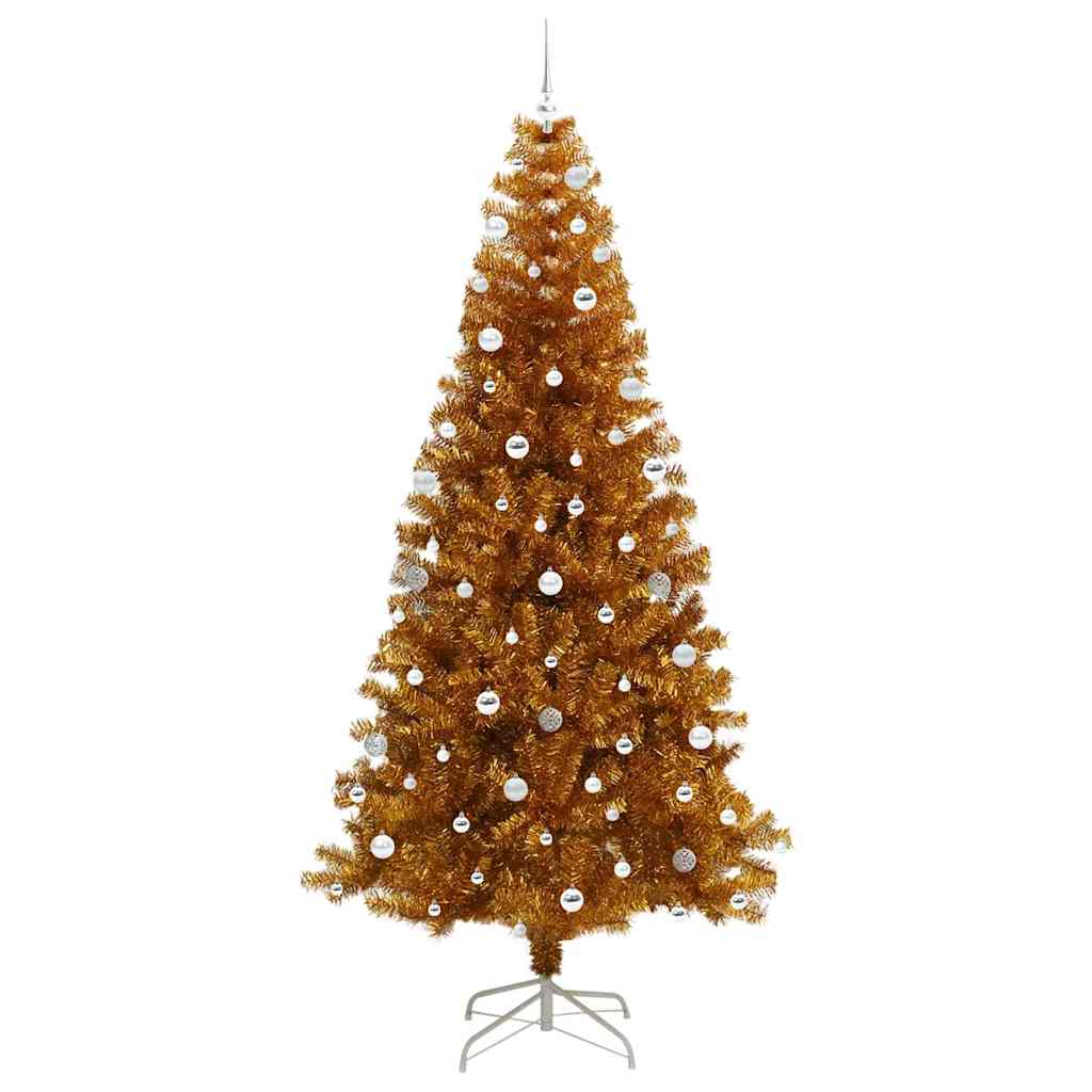Juletre med 300 LED med stativ Gull 240 cm PET
