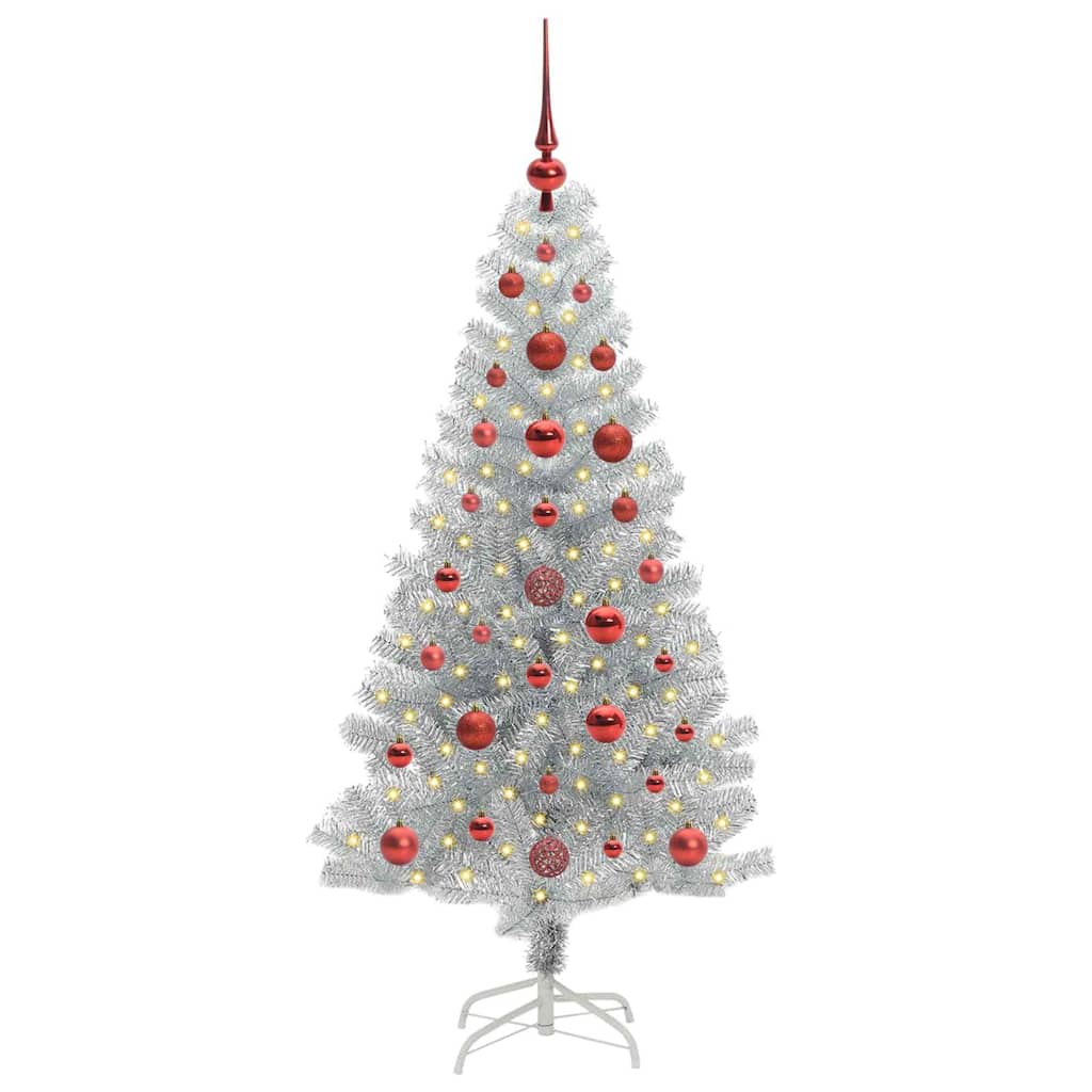 Juletre med 150 LED med stativ sølv 120 cm PET