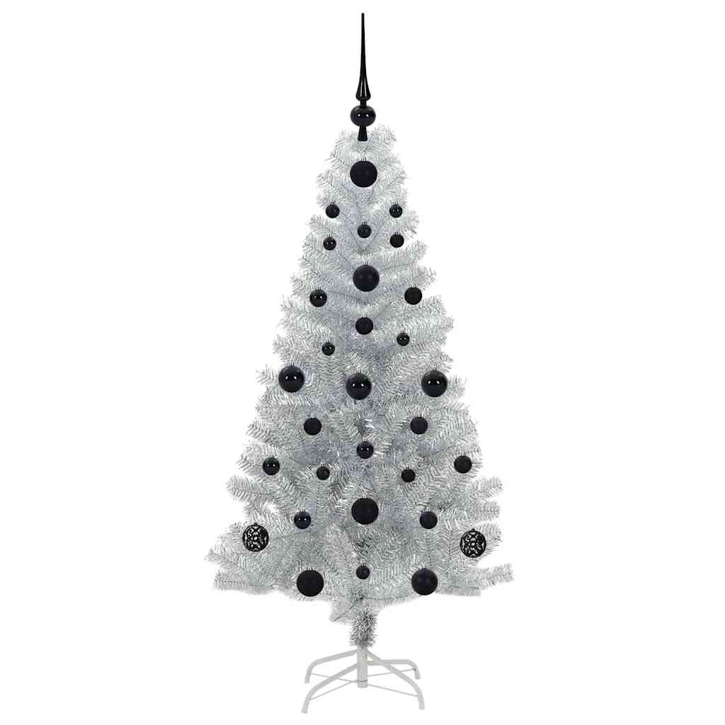 Juletre med 150 LED med stativ sølv 120 cm PET