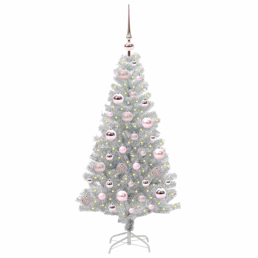 Juletre med 150 LED med stativ sølv 120 cm PET