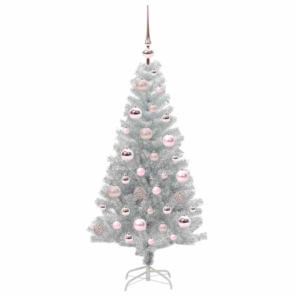 Juletre med 150 LED med stativ sølv 120 cm PET