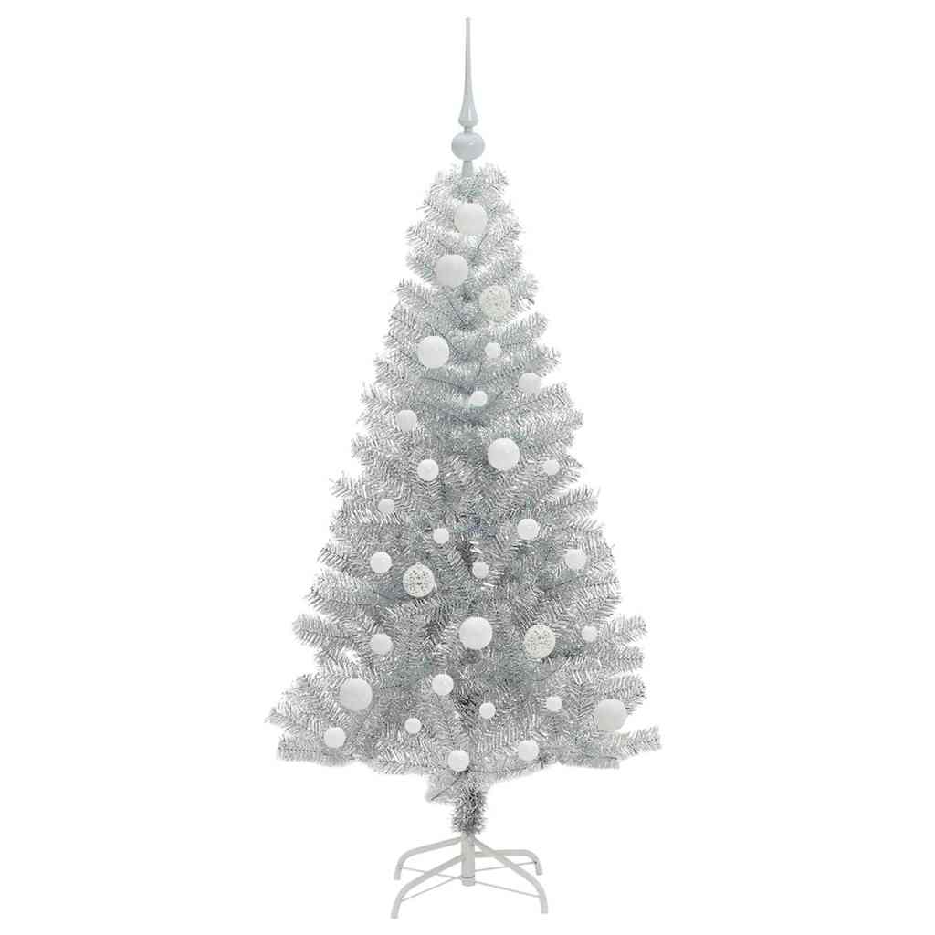 Juletre med 150 LED med stativ sølv 120 cm PET