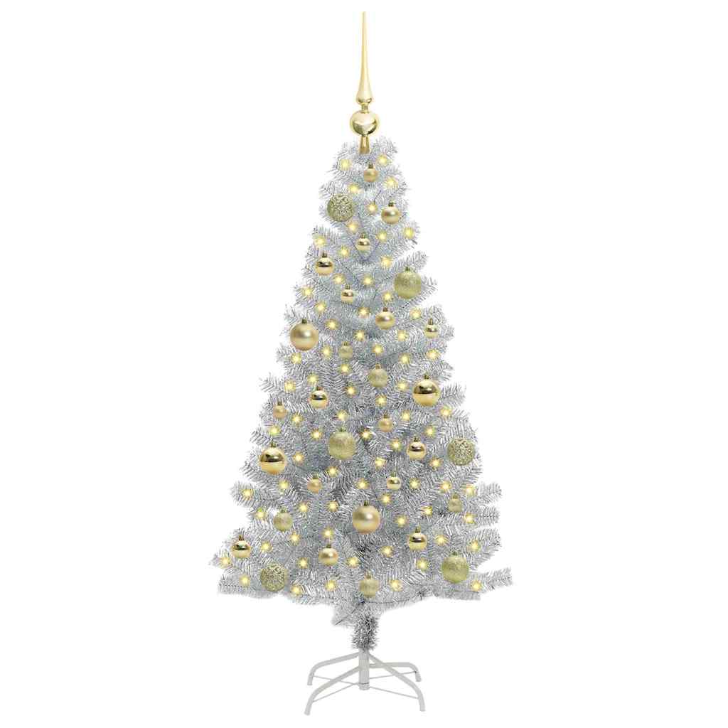 Juletre med 150 LED med stativ sølv 120 cm PET