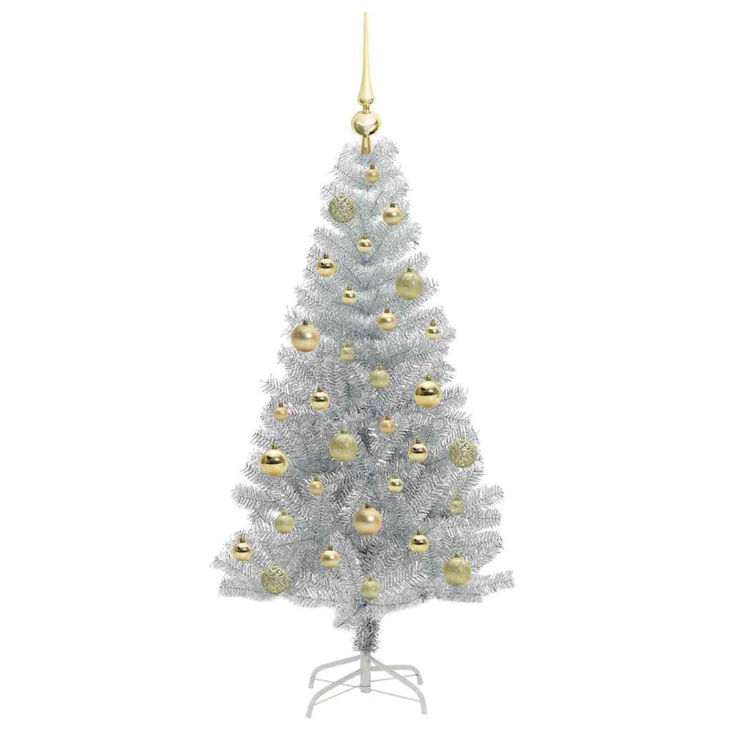 Juletre med 150 LED med stativ sølv 120 cm PET
