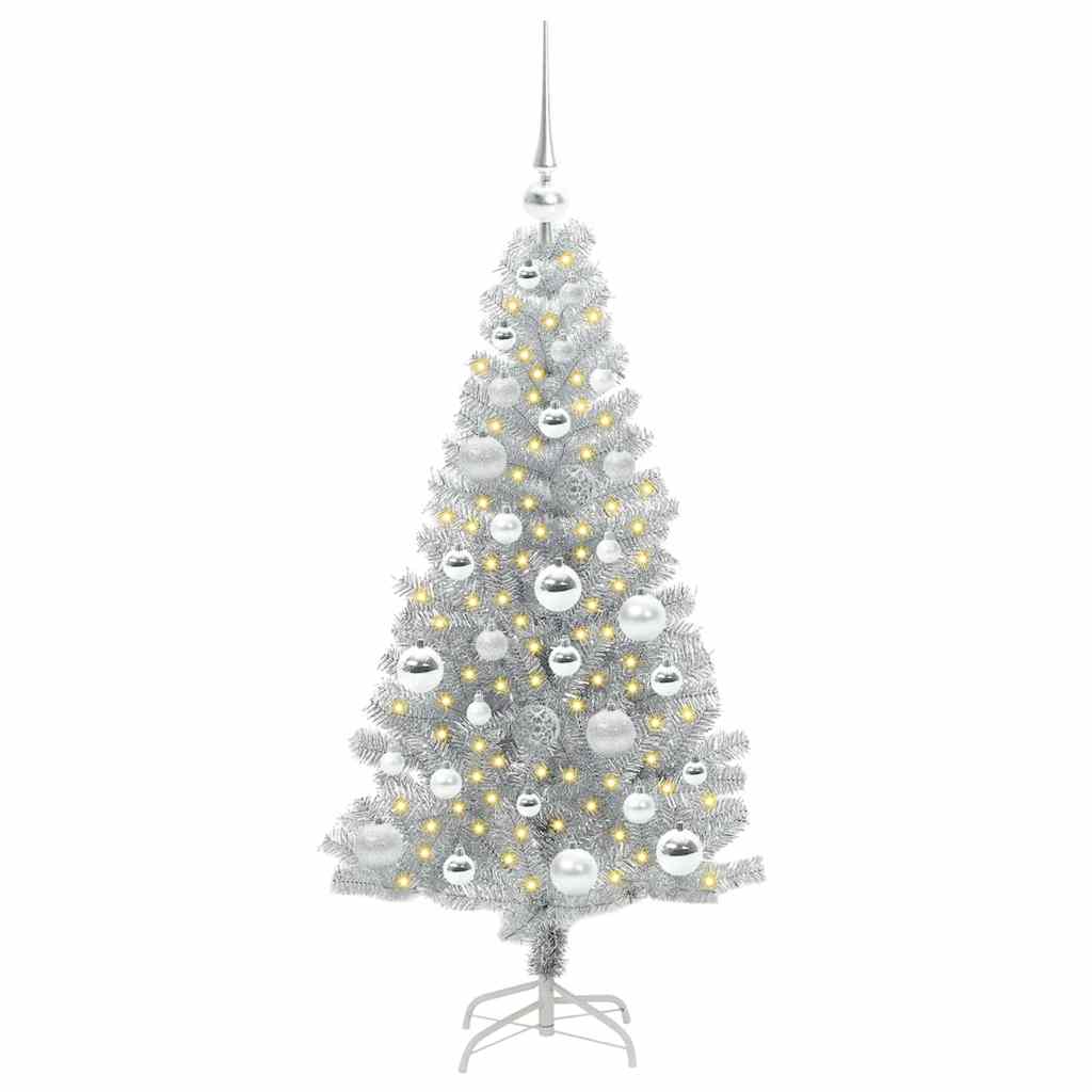 Juletre med 150 LED med stativ sølv 120 cm PET