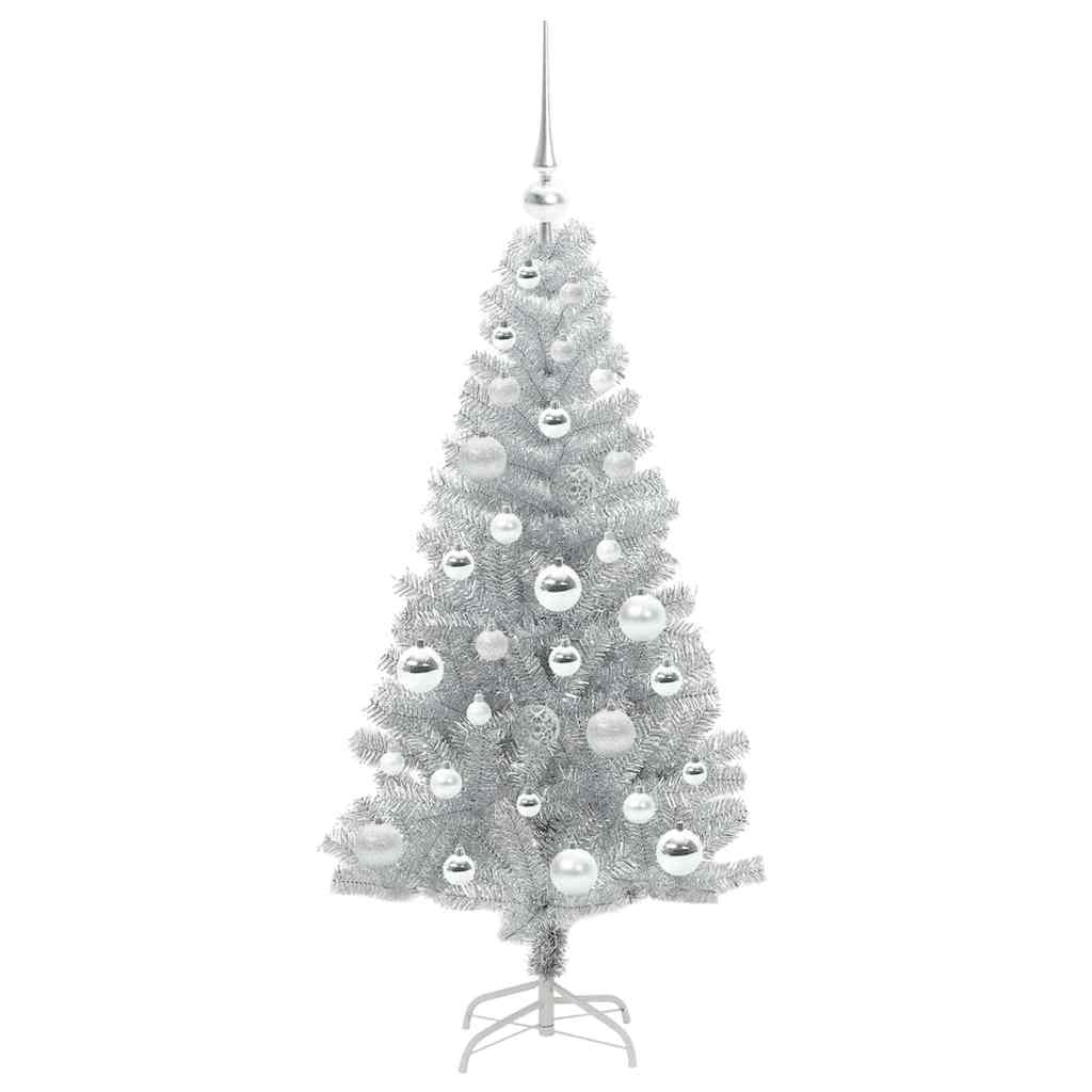 Juletre med 150 LED med stativ sølv 120 cm PET