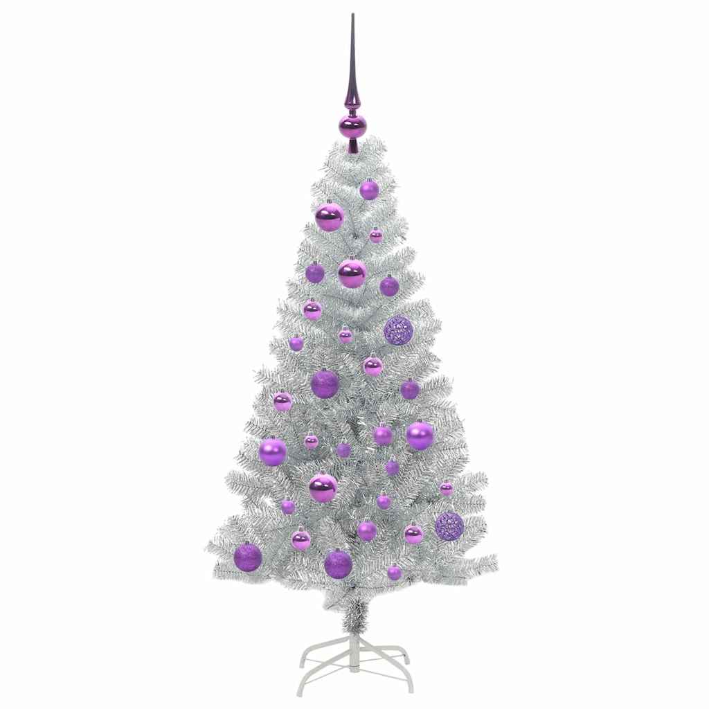Juletre med 150 LED med stativ sølv 120 cm PET