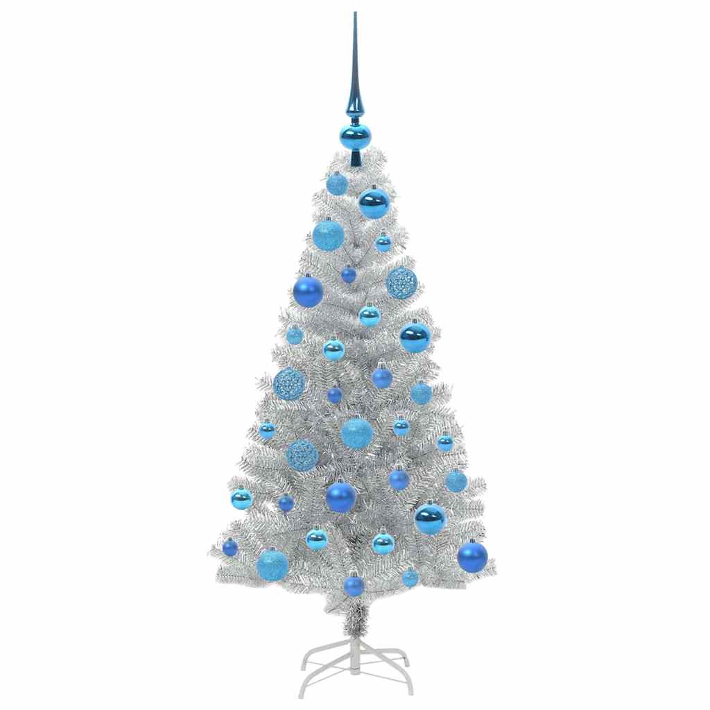 Juletre med 150 LED med stativ sølv 120 cm PET