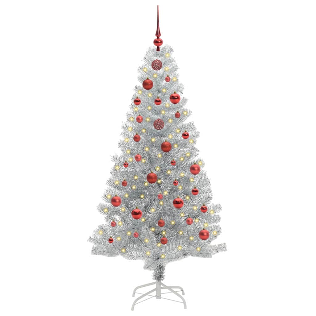 Juletre med 150 LED med stativ sølv 150 cm PET