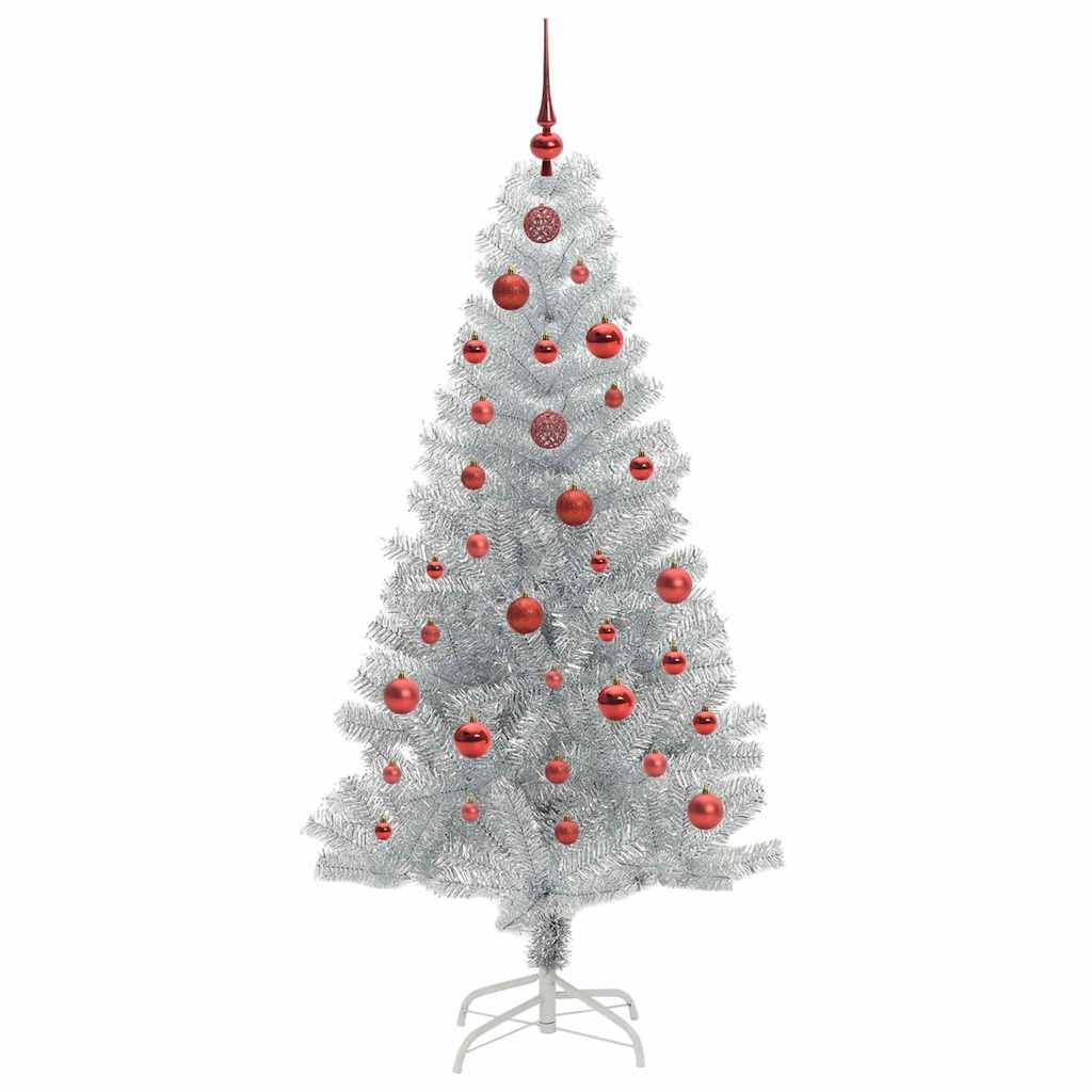 Juletre med 150 LED med stativ sølv 150 cm PET
