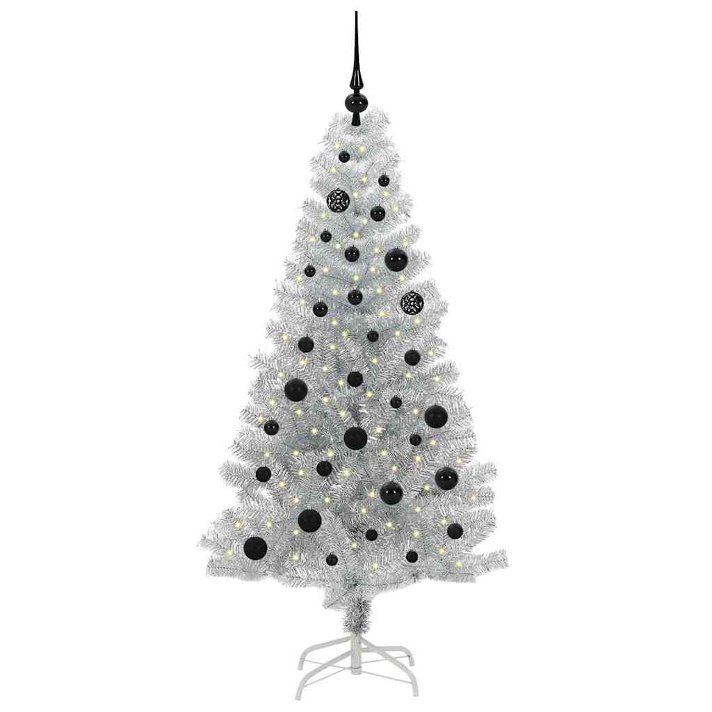 Juletre med 150 LED med stativ sølv 150 cm PET