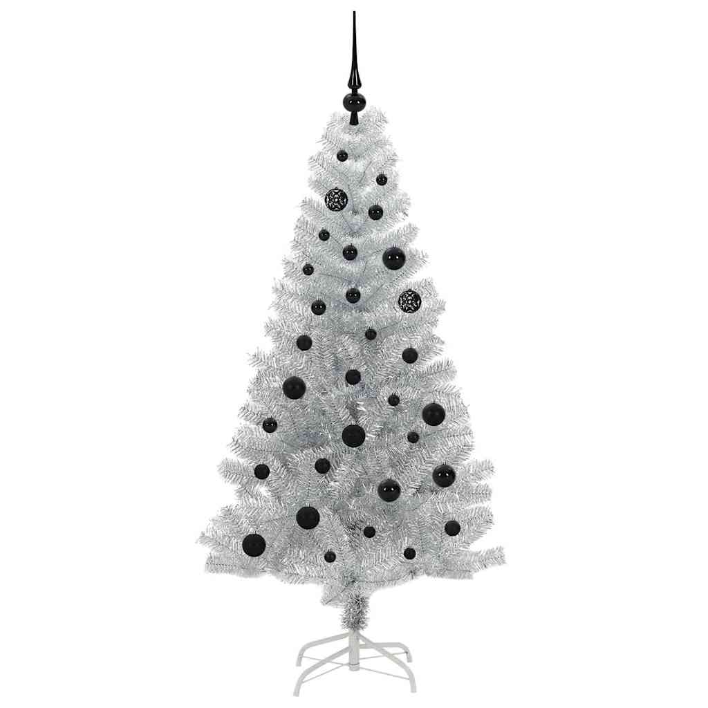 Juletre med 150 LED med stativ sølv 150 cm PET