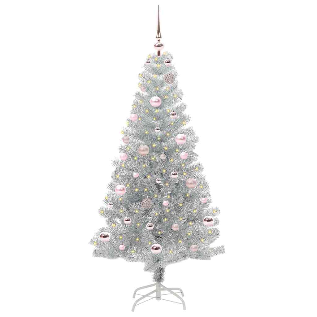 Juletre med 150 LED med stativ sølv 150 cm PET